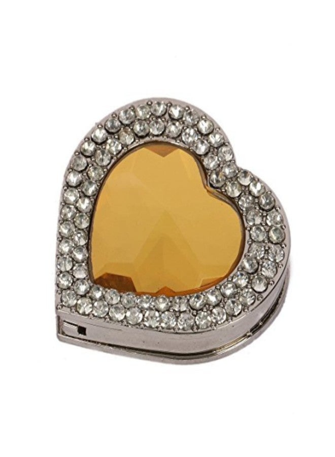 Premsons® Foldable Purse Holder Hook - Handbag Hanger for Table Desk - Bling Rhinestone Bag Holder for Women - Heart Shape - Yellow (Heart Shaped (Yellow) - Image 1